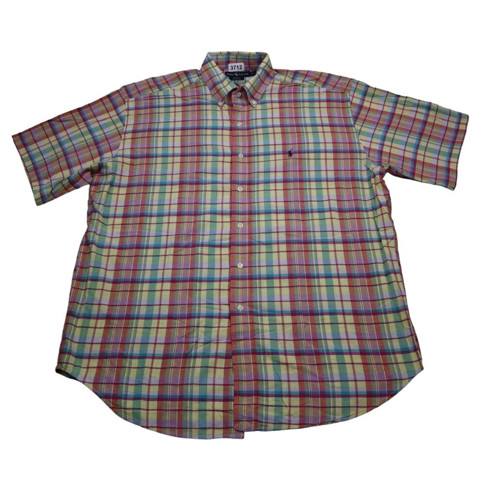 Polo Ralph Lauren Shirt Mens Large Red Blue Yellow Plaid Blake Button Up Casual